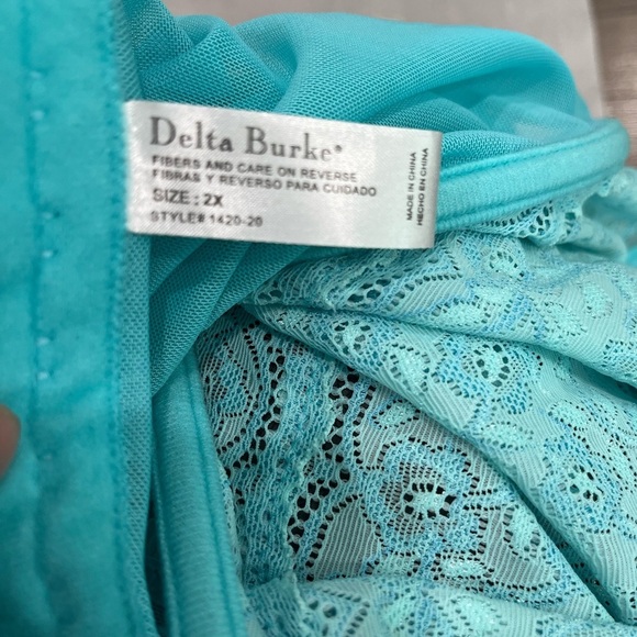 [2X]Delta Burke Elegant Lace Corset Basques Bustier in Torquase Sheer - Picture 5 of 7